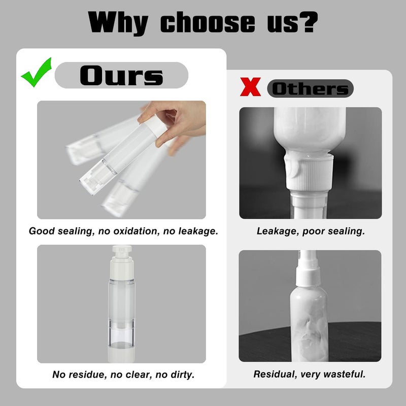 IFDGCTK 0.5OZ/15ML Clear Airless Pump Bottles  Lotion Dispenser Travel with Pump  Vacuum Plastic Travel Size Lotion Bottle for Foundation  Creams  Cosmetic(3 Pack) - Image 3